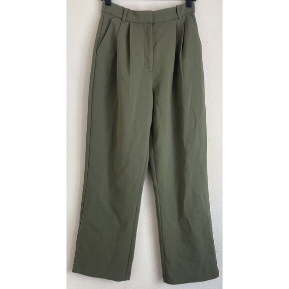 Abercrombie & Fitch Sloan Tailored Wide Leg Pants Trousers Olive Curve Love 27/4 - Picture 1 of 13